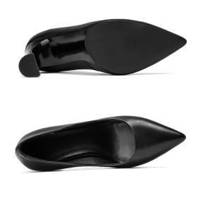 Schuhe Damen 6 cm Mittlerer Absatz Schwarz Pumps Klassisch Blockabsatz