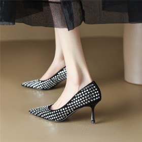 Spitz 8 cm High Heels Wildleder Abendschuhe Elegante Pumps Schlupfschuh Leder Schuhe Damen Stilettos Festliche Schuhe