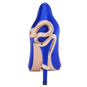 Talon Aiguille Python Bleu Roi À Boucle Escarpins Chaussures