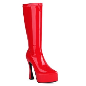 Tall Boots Faux Leather 15 cm High Heel Patent Knee High Boot