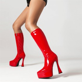 Tall Boots Faux Leather 15 cm High Heel Patent Knee High Boot