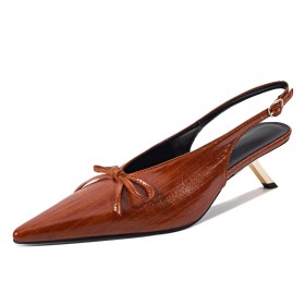 A Punta Marrone Scarpe Da Cerimonia Con Tacco A Spillo Décolleté Moda Business Casual Con Fiocco Tacchi Medio 6 cm