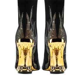 A Talon Suède Talon Spécial Moderne Knee Boots Brillante Bottes Haute Graffiti Fermeture Éclair