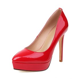 Stilettos Business Casual Office Shoes Patent Classic Pumps Beautiful Red 5 inch High Heel