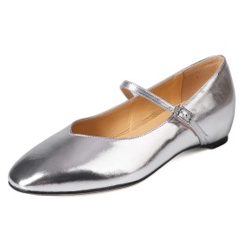 Comfort Flats Round Toe Belt Buckle Classic Mary Janes Patent Leather Leather Sparkly Going Out Footwear