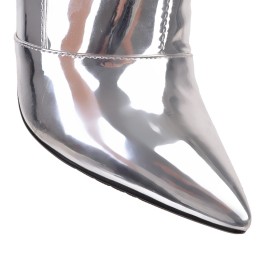 Gevoerde Zilveren Hoge Laarzen Dames Overknee Boots Rode Zool Highheel Sparkle Stilettos Metallic Winter Mode Lak