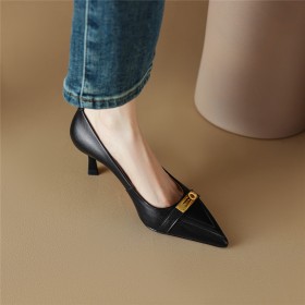 Con Tacco Medio Eleganti Décolleté Scarpe Classiche Pelle Ufficio Tacco A Spillo