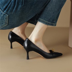 Con Tacco Medio Eleganti Décolleté Scarpe Classiche Pelle Ufficio Tacco A Spillo