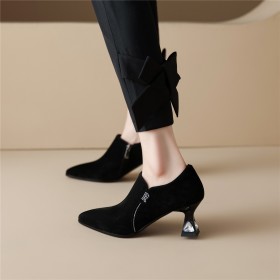 Élégant Noir Daim Talons Epais Escarpin Chaussures Pour Femme Habillées Talon 6 cm