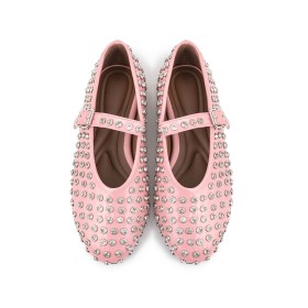 Flats Studded Round Toe Rhinestones Faux Leather Moccasin Shoes Sparkly Comfort Belt Buckle