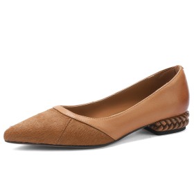 Loafers 3 cm Low Heel Klassisch Vintage Mit Blockabsatz Schuhe Damen Braune