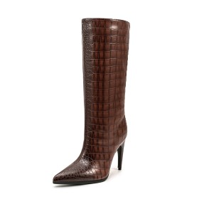 Bruine Gevoerde Krokodillen Maat 39 Laarzen Dames Boots Online BuyShoes.Shop