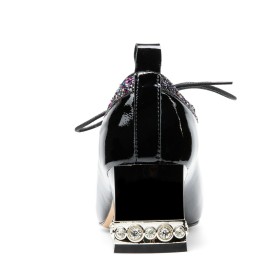 Glitter Elegante Tacchi Largo In Vernice Con Strass Business Casual 5 cm Tacco Basso Pelle Autunno