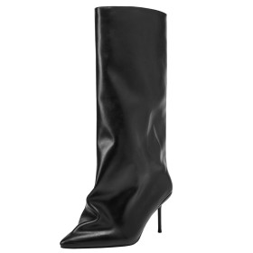 Fashion Slip On 9 cm High Heeled Knee High Boot For Women Pointed Toe Stiletto Heels