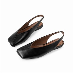 Bout Fermé Confortables Slingback Bout Carré Plates Cuir