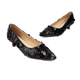 Formele Pumps Spitse Neus Mode Gala Comfortabele Sparkle Met 4 cm Lage Hakken Glitter Stilettos Dames Schoenen Instapper