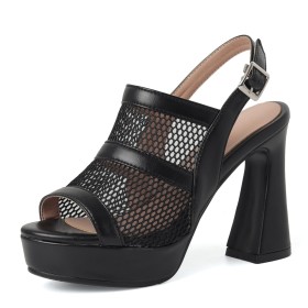 Plateau Decolte Tacchi Alto Classiche Tacco Largo Sandali Slingback