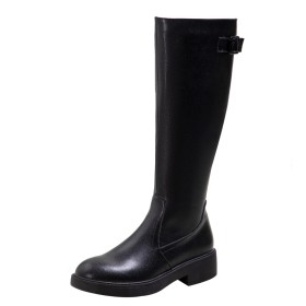 Winter Classic Patent Knee High Boot Going Out Shoes Vintage Closed Toe Flat Shoes