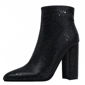 Paillettes Élégantes Bottines Ceremonie Talon Carré Talon Epais A Talon Haut 10 cm