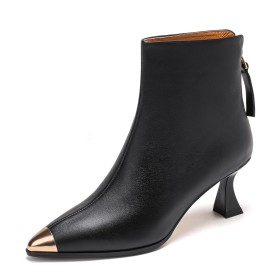 Talon 6 cm Fermeture Éclair Femme Talons Epais Bottines Femme Classique