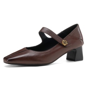 Business Casual Thick Heel Block Heels Comfortable Elegant Ankle Strap Formal Dress Shoes