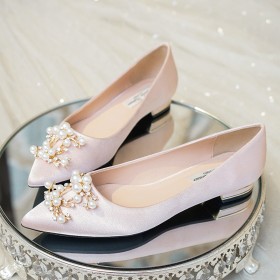 バレエ シューズ 結婚式靴 フラット シューズ サテン 9420260836F