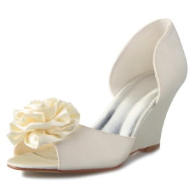 Scarpe Da Cerimonia Sandali Donna Avorio Spuntate Scarpe Da Sposa Tacco Alto 8 cm