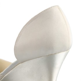 High Heels Keilabsatz Schlupfschuh Ivory Elegante Peeptoes Brautschuhe Sandaletten Abendschuhe