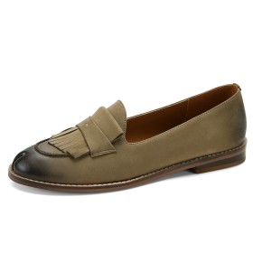 Loafers Rétro Chaussures Pour Femme Habillé Plate Confort Casual Daim Moderne Frange