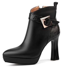 Ankle Boots Business Casual Elegant Buckle Chunky Heel Block Heel 10 cm High Heel Black