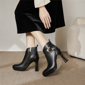 Ankle Boots Business Casual Elegant Buckle Chunky Heel Block Heel 10 cm High Heel Black