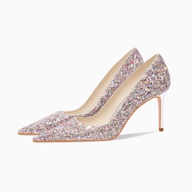 Wedding Shoes Sparkly Pointed Toe Sequin Rose Gold High Heel Stiletto Formal Dress Shoes Prom Shoes Pumps Elegant