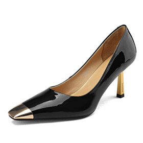 Vierkante Neus Schoenen Dames Lak Leer Naaldhak Pumps Highheel