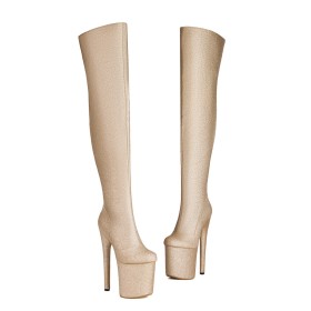 Tall Boot Winter Round Toe 2023 Sequin 20 cm Extreme High Heels Stiletto Thigh High Boot For Women Pole Dancing Shoes