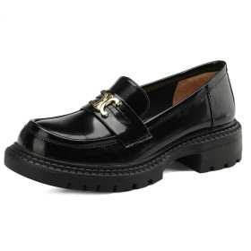 Rund Schuhe Damen Business Casual Flach Brosche Moderne Frühjahr Loafers