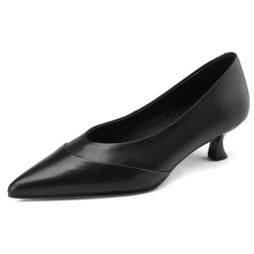Beautiful Grained Comfort Pointed Toe Leather Kitten Heel 5 cm Low Heel 2023 Pumps Office Shoes