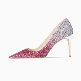 Elegante Estivi Tacco A Spillo Scarpe Sposa Scarpe Da Sera Con Tacco Alto Glitter Décolleté Cerimonia Scarpe Luccicante