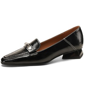 Loafers Chaussure Femme Cuir À Boucle Élégantes Classique Talon Carré A Petit Talon Confort