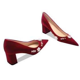 7 cm Mittlerer Absatz Rot Schuhe Damen Mit Blockabsatz Mit Absatz Elegante Pumps Ballschuhe Mit Strasssteine Brautschuhe