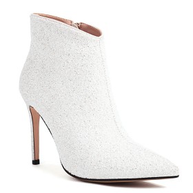 Glitter Gala Witte 10 cm Highheel Sparkle Enkellaarsjes