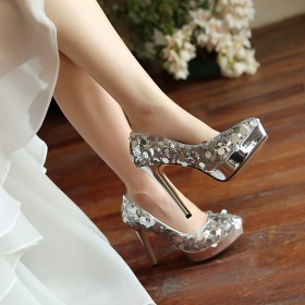 Evening Shoes Modern Womens Shoes Glitter High Heels Sparkly Platform Stilettos Pumps Wedding Shoes Pointed Toe