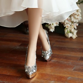 Evening Shoes Modern Womens Shoes Glitter High Heels Sparkly Platform Stilettos Pumps Wedding Shoes Pointed Toe