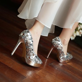 Evening Shoes Modern Womens Shoes Glitter High Heels Sparkly Platform Stilettos Pumps Wedding Shoes Pointed Toe