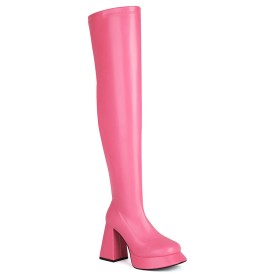 Over The Knee Boots For Women 10 cm High Heel Chunky Heel Tall Boot Platform Classic Block Heel