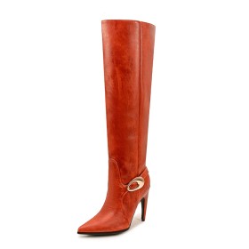 Red tall boots for sale hotsell