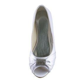 Blanche Peep Toes Chaussures Pour Femmes Plates Balerine