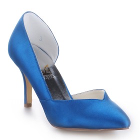 A Punta Décolleté Di Raso Blu Tacco Alto Elegante Scarpe Da Sera Scarpe Sposa Con Tacco A Spillo