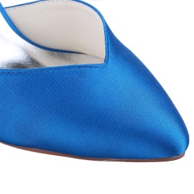 Escarpins Talons Aiguilles Chaussure De Soirée Satin Bleu Electrique Talon Haut Chaussure Mariée