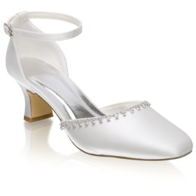 Elegante Blockabsatz Brautschuhe Weiße 6 cm Mittlerer Absatz Sandalen Damen