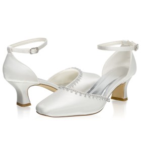 Elegante Blockabsatz Brautschuhe Weiße 6 cm Mittlerer Absatz Sandalen Damen